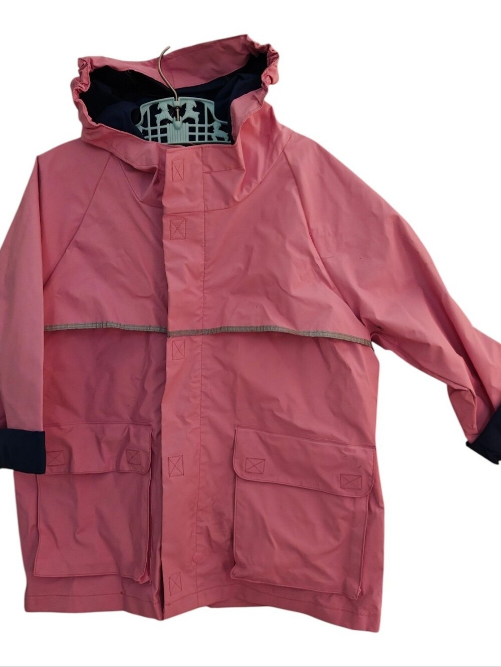 Lands End Child Pink Hooded Rain Jacket Size medium